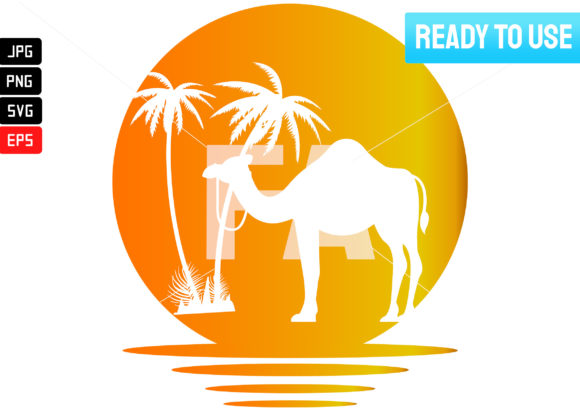 Camel T-Shirt Sunset Retro for Pod