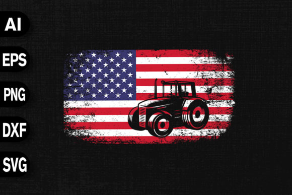 Farmer Tractor USA Flag