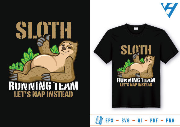 Funny Sloth Running Team T-shirt Design