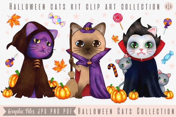 Halloween Cats Kit Clip Art Collection2