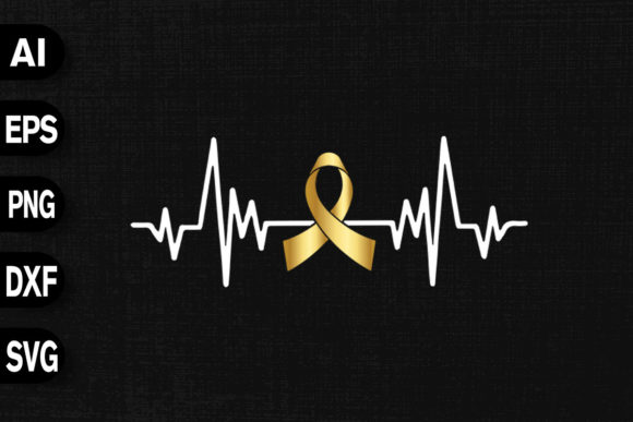 Heartbeat Gold Ribbon Childhood Cancer