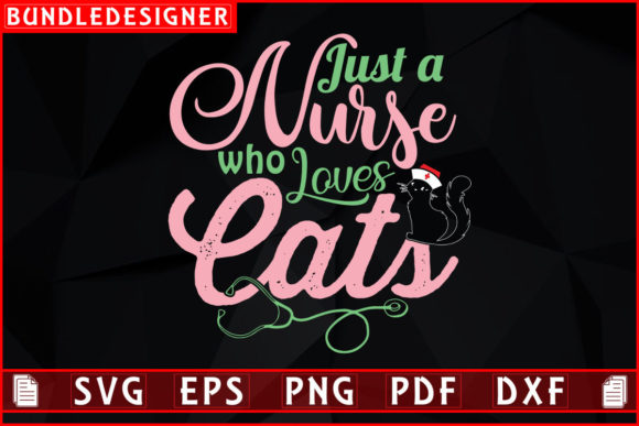 Just a Nurse Who Loves-Cat Design Vector
