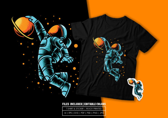 T-shirt Design - Astro Slamdunk in Space