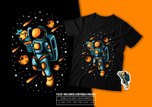 T-shirt Design - Astronaut Brings Gift