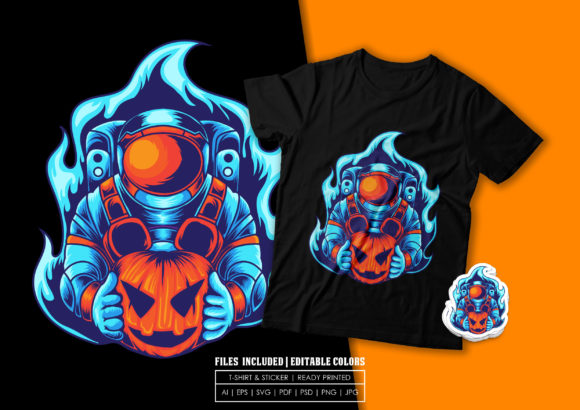 T-shirt Design - Astronaut with Pumpkin